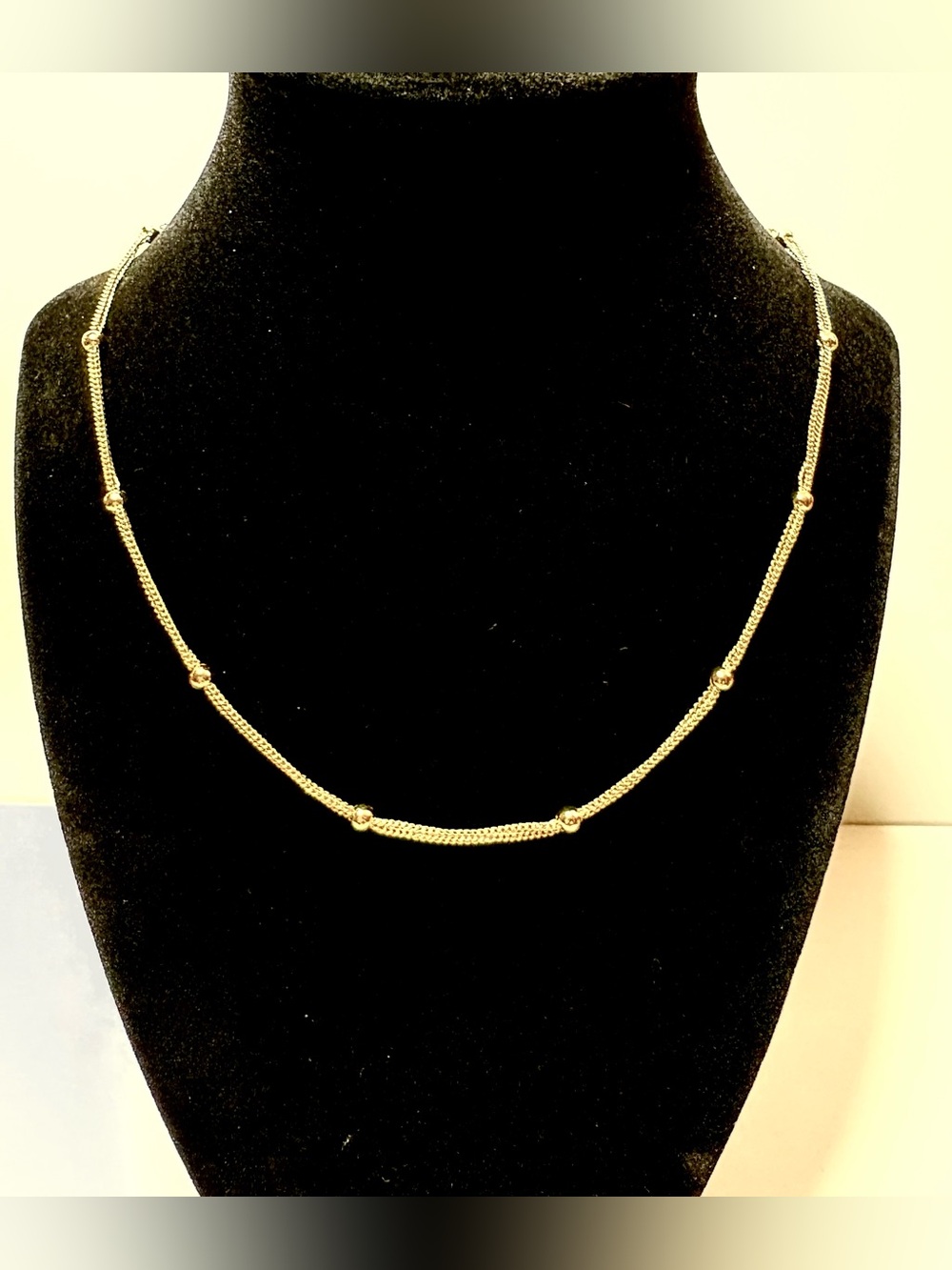 Classic 14k Gold Filled Beaded Station Necklace! Perfect For Layering.
